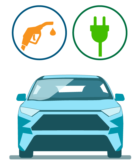 Illustration of PHEV with icon